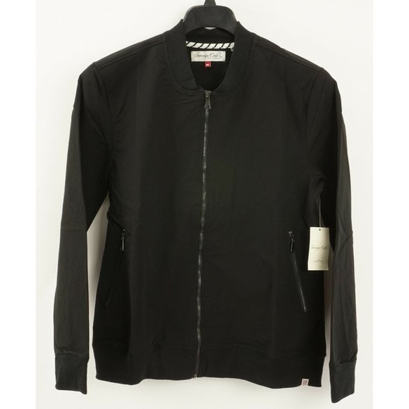 New 109$ Sovereign Code Breeze Men's Medium Black Nylon Full Zip Bomber Jacket - Picture 1 of 12